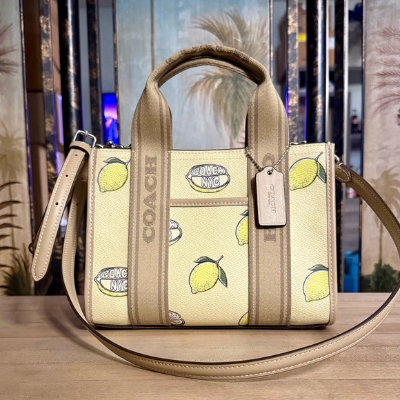 Coach Handbags - Coach Smith Crossbody Tote Bag 24 With Lemon Print in Silver Garden Glade Multi